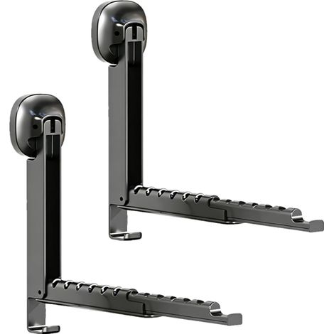 Juego de 2 ganchos plegables para ropa con ventosas - Portátiles - Para lavandería, baño, autocaravana, balcón - Negro (1/5)