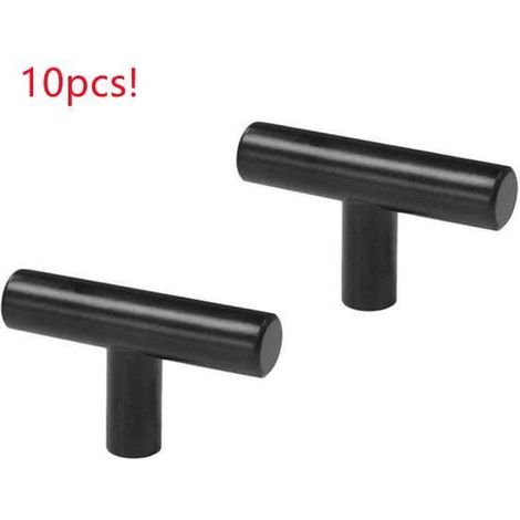 Diday 10pcs Poignée de meuble Barre en T 1260mm en Acier inoxydable Noir pour porte,armoire,bibliothèque,tiroir (1/3)