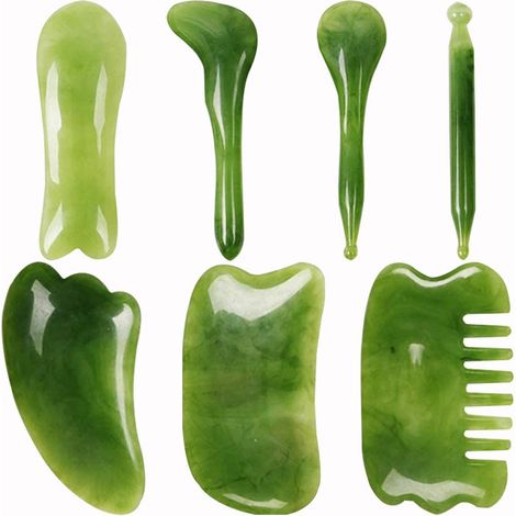 Lot de 7 Outils Gua Sha, Résine Naturelle, 7 Formes, Massage Visage Corps Cou (1/5)