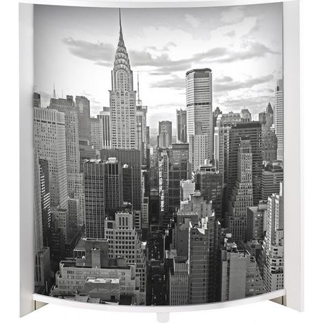 Comptoir de bar blanc et imprimé New York Snack 96cm (1/5)