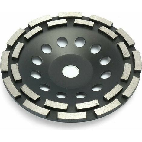 Disque diamant 180mm à meuler le béton, meule abrasive à poncer béton, pierre, granit, 2 rangées diamantés , (180mm, noir) (1/5)