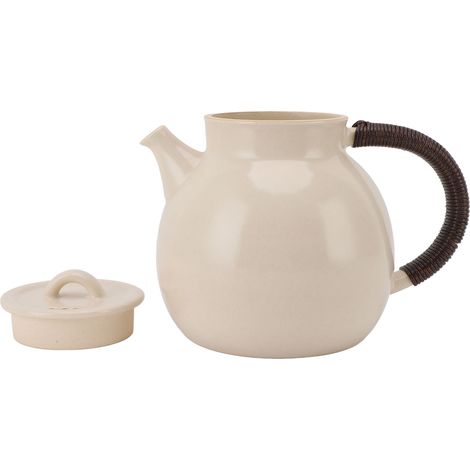 Théière en céramique 800ML filtre intégré compatible induction gaz poignée corde chanvre design élégant versement précis (1/5)