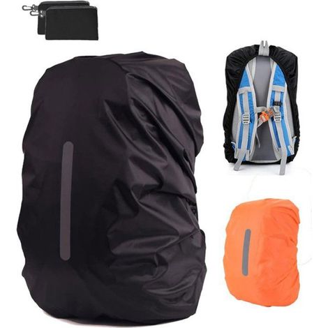 Housse de pluie pour sac à dos - Lot de 2 - avec bandes réfléchissantes - Pour la randonnée, le vélo et les activités de plein air (1/5)