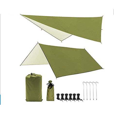 Bâche de tente 3 x 3 m - PU3000 mm - Traitement UV - Avec Piquets Aluminium et Cordes Nylon - 1 Pièce (1/5)