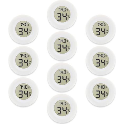 Packung mit 10 Mini-Digitalthermometern und -hygrometern mit LCD-Bildschirm für Gewächshaus, Garten, Keller, Kühlschrank und Einmachglas (weiß) (1/4)