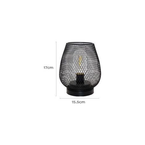 Lampe de table décorative de style industriel nordique — Design unique en fer forgé façon cage à oiseaux, avec abat-jour en maille et veilleuse LED Piles non incluses. (1/3)