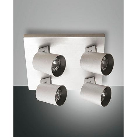Spot De Plafond Modo À 4 Lumières En Aluminium Moulé Sous Pression, Finition Aluminium Brossé, Culot Gu10, Design Moderne Pour L'Éclairage Intérieur (1/2)