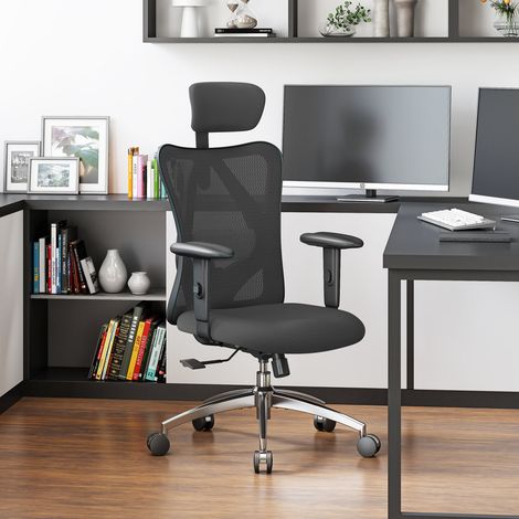 SIHOO Chaise de Bureau, Siege de Bureau Ergonomique avec Support Lombaire et accoudoir réglable, Fauteuil de Bureau d'une capacité maximale de 150 kg-(Noir)