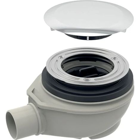 Geberit scarico per piatto doccia d90, con calotta di copertura, altezza della chiusura idraulica 50 mm, scarico in PP: d=50mm, cromo / lucido, manicotto di collegamento=PP, 150554211