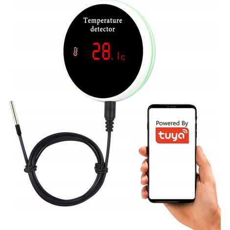 Intelligenter Temperatursensor, hermetische Sonde, 3 mA, Alarm, WLAN-Bildschirm, TUYA (1/5)