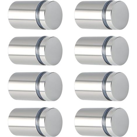 8 Pcs Publicité Vis en Acier Inoxydable Entretoise de Verre Publicitaire pour Plaques et Présentoirs de Signe, 19 mm de diamètre 25 mm de Longueur Brossé, EQS5019-8P (1/5)