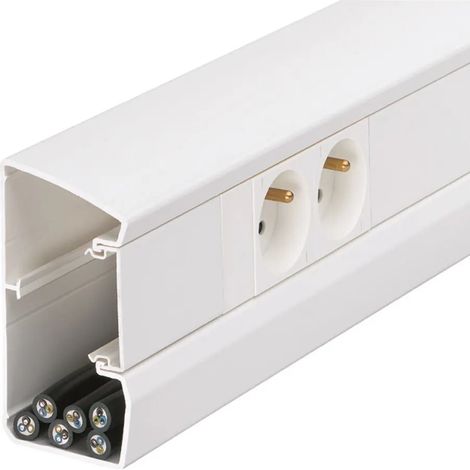 Hager – Goulotte appareillable queraz 105mm – Enclipsage direct – Longueur 2000mm – PVC blanc – Compatible appareillages 45x45