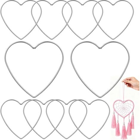 10 Pièces Anneau Métallique Cœur 10cm pour Attrape Rêves, Argenté (1/5)