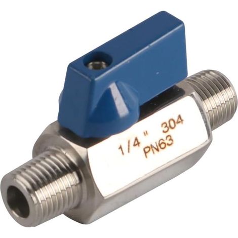 Mini-vanne à Boisseau sphérique en Acier Inoxydable Mini-vanne à Boisseau sphérique 1/4 Pouce BSP mâle à mâle Vanne d'arrêt (1/5)