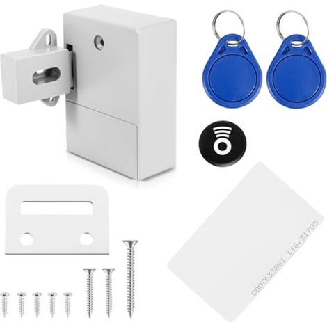 Serrure électronique RFID pour armoire, à monter soi-même, programmable et prête à l'emploi (blanche) (1/5)