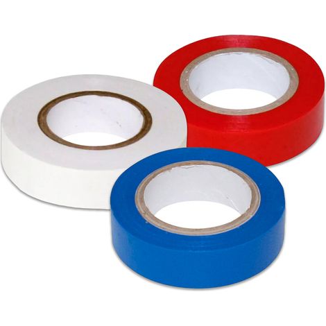 3 Nastri Isolanti Elettrici in PVC 19mm X 5m Colore Assortiti Bianco Rosso Blu (1/3)