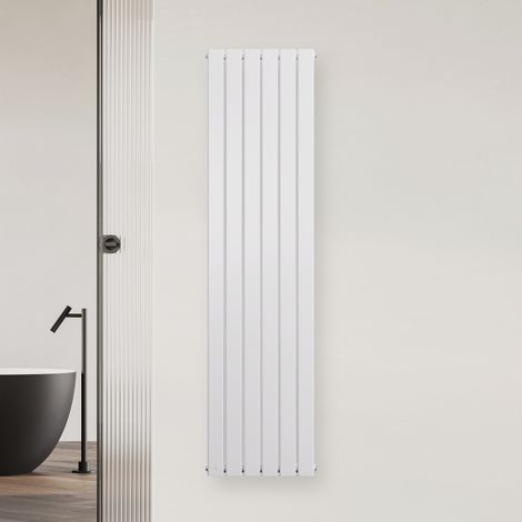 Blumfeldt Heizkörper Mittelanschluss - 1364 W Wandheizkörper Mit Zentralem ½''-Anschluss, Modernes Design, Energiesparend, Für Warmwasser- & Fernwärmesysteme, 180x45 cm, Weiß (1/5)