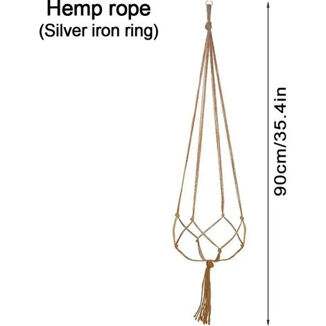 (Corde de chanvre) Pot de fleurs suspendu, panier suspendu, vase avec crochet, macramé créatif, jardinière suspendue pour pot de fleurs suspendu. (1/4)
