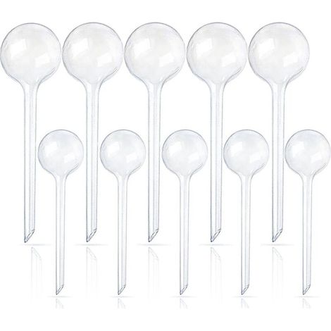 10 transparent watering balls for plants - Automatic plastic irrigation system with drippers for flowers and water gardens. - AquaForge (1/5)