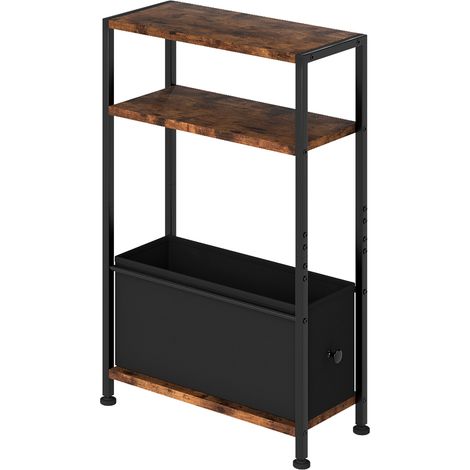 Levede Side End Table Industrial 3 Tier Wooden Oxford Storage Basket Living Room (1/5)
