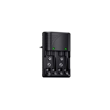 Chargeur universel rapide pour piles AA/AAA/9V, avec indicateur LED, tension mondiale – (1/4)