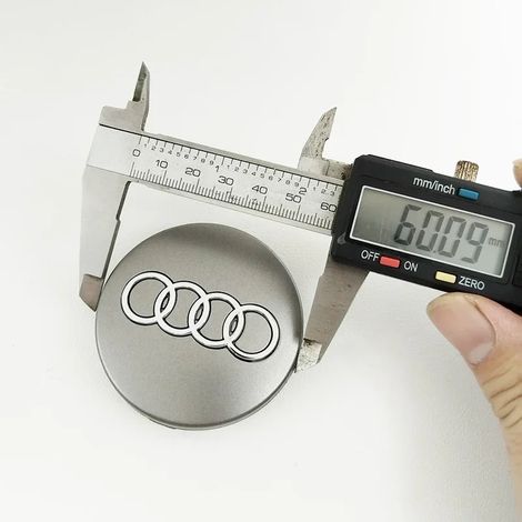 (60 mm - Gris) - 4 pièces - Accessoires de modification pour enjoliveurs de moyeu de roue Audi. Compatibles avec Audi A1, A2, A3, A4, A5, A6, A7, A8, Q1, Q5 et Q3. (1/5)