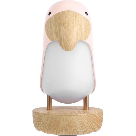 Nachttischlampe aus Holz mit LED-Vogelmotiv, USB-Anschluss, verstellbar, für Studentenzimmer, Wohnzimmer, Wohnheim, Rosa – ideal zum Lesen und für Partys