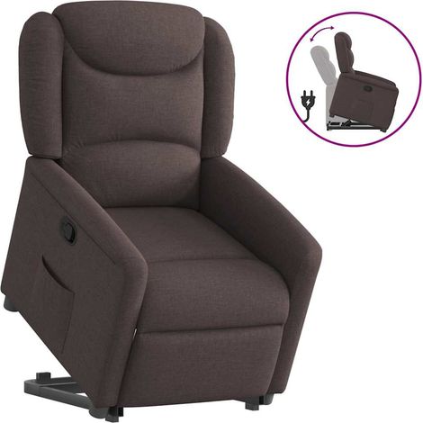 Relaxsessel mit Aufstehhilfe Dunkelbraun Stoff