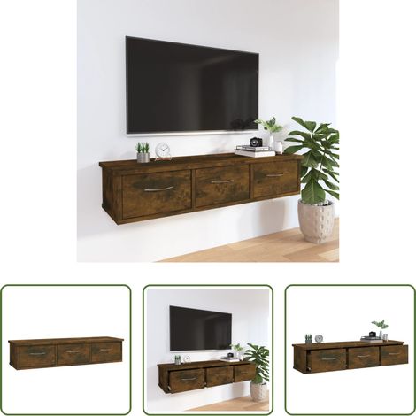 Wandregal Holz - Wandschrank Räuchereiche 88x26x18,5 cm Holzwerkstoff (1/5)