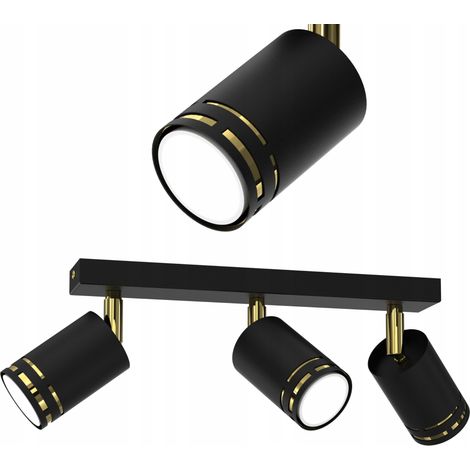 Deckenleuchte, schwarz-golden, beweglich, LED GU10, polnischer Spot-Reflektor (1/5)