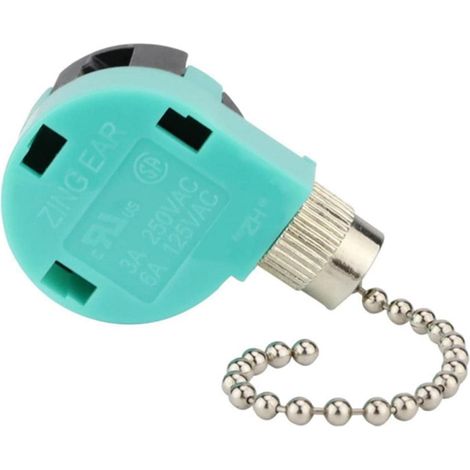 Lot de 2 interrupteurs de ventilateur de plafond, ZE 268S6, 3 vitesses, 4 fils, interrupteur à tirette, interrupteur de rechange pour ventilateur de plafond, appliques murales (1/5)