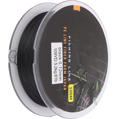 Ligne de pêche tressée multicolore de 100 m, résistante à l'usure, fil de pêche tressé durable, noir 0,6