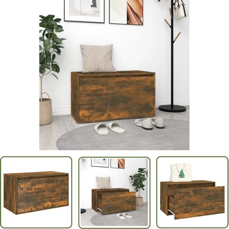 The Living Store Banc d'entrée 80x40x45 cm Chêne fumé Bois d'ingénierie - Banc D'entrée - Banc Coffre - Banc Rangement - Meuble D'entrée - Mobilier Intérieur (1/5)