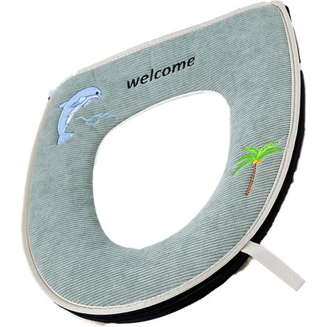 Tapis De Siège De Toilette - Doux Rembourré En Tissu - Adapté À La Plupart Des Toilettes - Forme Carrée Ou Ovale - 1 Pièce (1/5)