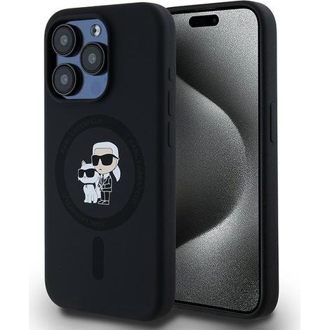 Funda rígida de silicona Karl & Choupette MagSafe para iPhone 15 Pro 6.1 de Karl Lagerfeld KLHMP15LSCMKCRHK (negro/negro) (1/5)