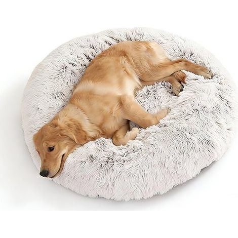 Coussin apaisant pour chien - 120 cm - couverture ronde en peluche pour chien et chat - lits et voitures - fond antidérapant - lavable en machine (1/5)