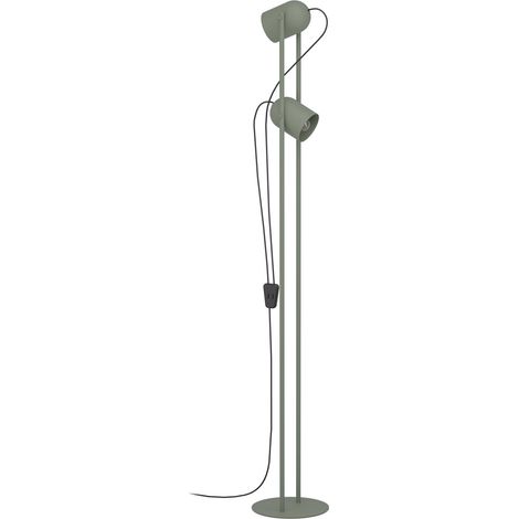 Piantana Industrial Minimal Tilston Acciaio Verde 2 Luci E14 Ip20