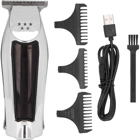 Tondeuse à cheveux électrique professionnelle, tondeuse rechargeable par USB pour hommes, outil de coupe salon avec 3 peignes limite, lames en acier - (1/5)