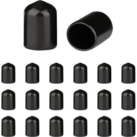 Protections de Filetage de vis - Lot de 200 Caoutchouc PVC Capuchons Ronds, Couvercle en Caoutchouc, Cache Vis Noir, pour Tubes Ronds (Profondeur Approx : 20.6 mm, Diamètre Intérieur : 12 mm) (1/5)