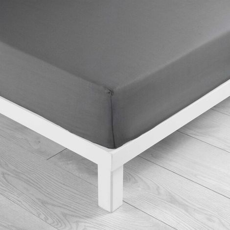 DRAP HOUSSE UNI 57 FILS LINA - 190x90cm - anthracite