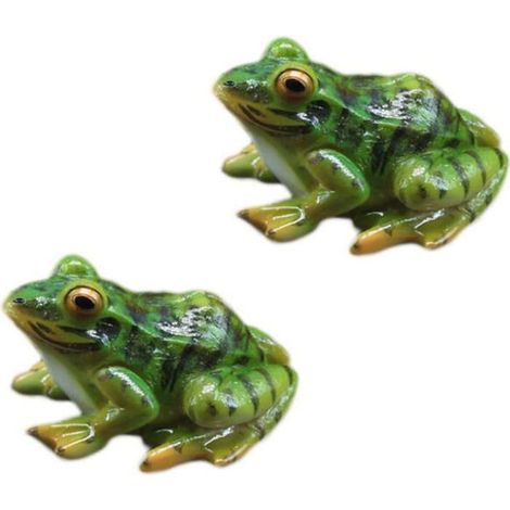 2 statuettes grenouille en résine, design réaliste, décor miniature pour jardin féerique, terrarium et bureau