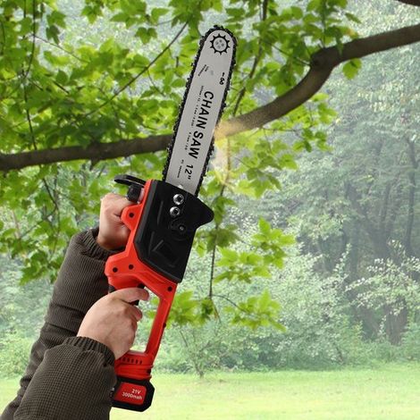 Mini Electric Chainsaw 12" Portable Cordless Handheld Chainsaw w/Battery Charger (1/5)