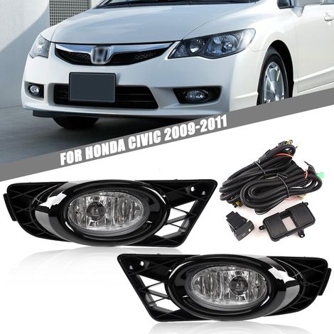 Kit complet feux antibrouillards avant compatible Honda Civic 2009 2010 2011 (version US) Phares antibrouillard halogène H11, avec cache, faisceau de câblage et interrupteur (1/5)