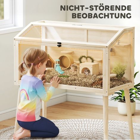 Enclos pour hamsters nains avec accessoires, bois et plastique, 110 x 52 x 101 cm (1/5)