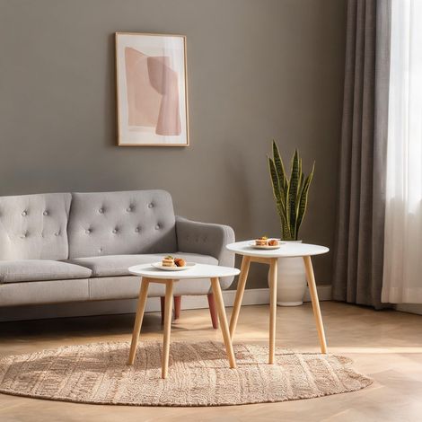 Table basse coloris natural blanc en mDF bois (1/5)
