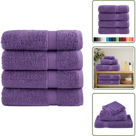 The Living Store Essuie-mains de qualité supérieure SOLUND 4 pcs violet 600 g/m² - Serviette de bain (1/5)