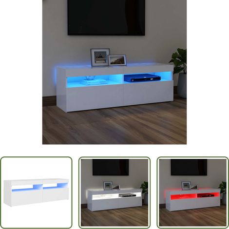 vidaXL Fernsehstand - TV-Schrank mit LED-Leuchten Weiß 120x35x40 cm (1/5)
