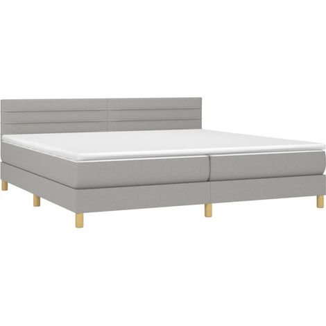 Cadre de lit LED avec sommier tête de lit matelas surmatelas 200x200 cm tissu gris clair TDL0207801