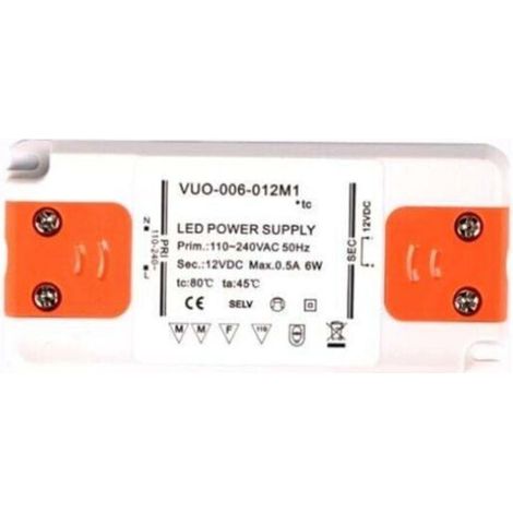 Transformateur d'alimentation LED - 6 W, 12 V CC, 0,25 A - Tension constante pour bandes LED et ampoules LED G4, MR11 et MR16 (1/3)