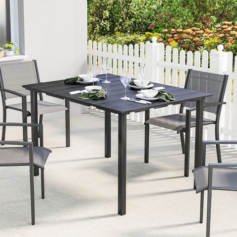 Mesa de Comedor de Jardín para 6 Personas con Superficie de HDPE Estructura Metálica para Patio 120x90x74 cm Negro (1/5)